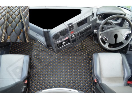  TRUCK ECO LEATHER FLOOR SET-BLACK FIT RENAULT T RANGE WITH ENGINE HUMP