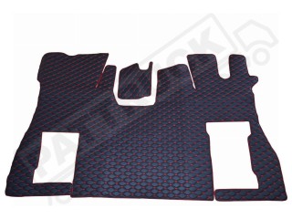ECO LEATHER FLOOR MAT -BLACK/RED  FIT SCANIA S New Generation  [ 2017+ ] FIXED /FOLDING  PASSENGER SEAT