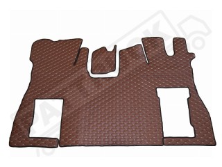 ECO LEATHER FLOOR MAT -BLACK/RED  FIT SCANIA S New Generation  [ 2017+ ] FIXED /FOLDING  PASSENGER SEAT