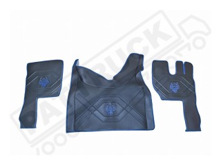 TRUCK ECO LEATHER FLOOR SET-BLACK WITH RED VIKING suitable VOLVO FH5 ,FH4 - FOLDING PASSENGER SEATS