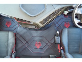 TRUCK ECO LEATHER FLOOR SET-BLACK WITH RED VIKING suitable VOLVO FH5 ,FH4 - TWIN AIR SEATS