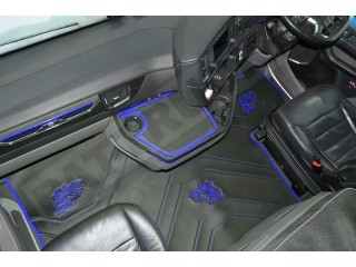 ECO LEATHER FLOOR MAT -BLACK/RED [ V8] FIT SCANIA S New Generation  [ 2017+ ] FLIP PASSENGER SEAT