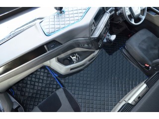 TRUCK ECO LEATHER FLOOR SET- Black with RED stitching and RED trim  compatible with MAN TGX  2021+