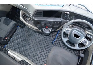 TRUCK ECO LEATHER FLOOR SET- Black with RED stitching and RED trim  compatible with MAN TGX  2021+