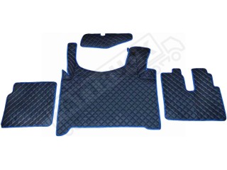 TRUCK ECO LEATHER FLOOR SET- Black with RED stitching and RED trim  compatible with MAN TGX  2021+