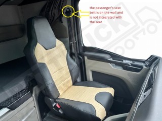 TRUCK ECO LEATHER SEAT COVERS suitable for MAN  TGX from 2021 onwards  PAIR OF BLACK with Beige