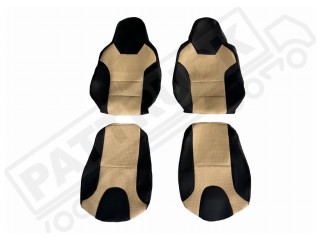 TRUCK ECO LEATHER SEAT COVERS suitable for MAN  TGX from 2021 onwards  PAIR OF BLACK with Beige
