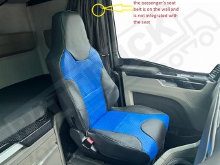 TRUCK ECO LEATHER SEAT COVERS suitable for MAN  TGX from 2021 onwards  PAIR OF BLACK with Beige