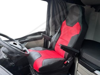 TRUCK ECO LEATHER SEAT COVERS suitable for MAN  TGX from 2021 onwards  PAIR OF BLACK with Blue