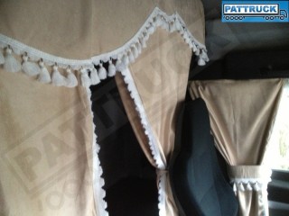 CURTAINS FIT MAN XXL -BEIGE WITH WHITE TASSELS