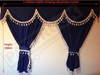 MAN XXL TRUCK CURTAINS SET BLUE WITH WHITE TASSELS