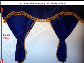 MAN XXL TRUCK CURTAINS SET BLUE WITH GOLD TASSELS