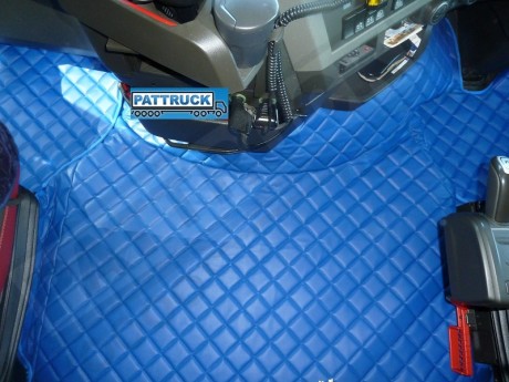 TRUCK ECO LEATHER FLOOR SET- COMPATIBLE WITH VOLVO FH 4 2013+[TWIN AIR SEATS] BLUE
