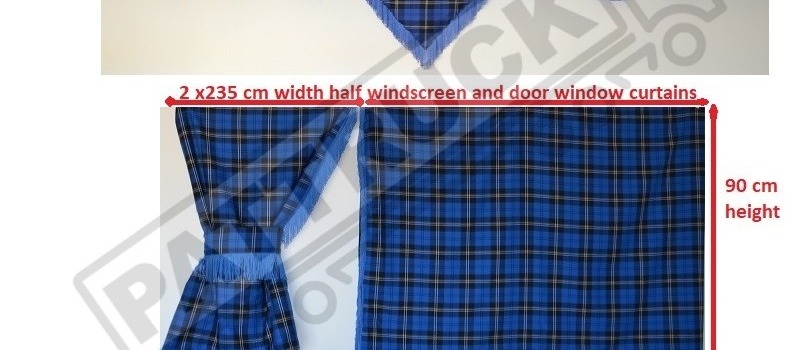 Completely new & stylish set of curtains for truck cab - polyviscose tartan